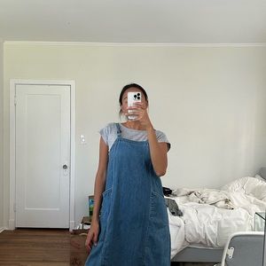 Denim dress overalls